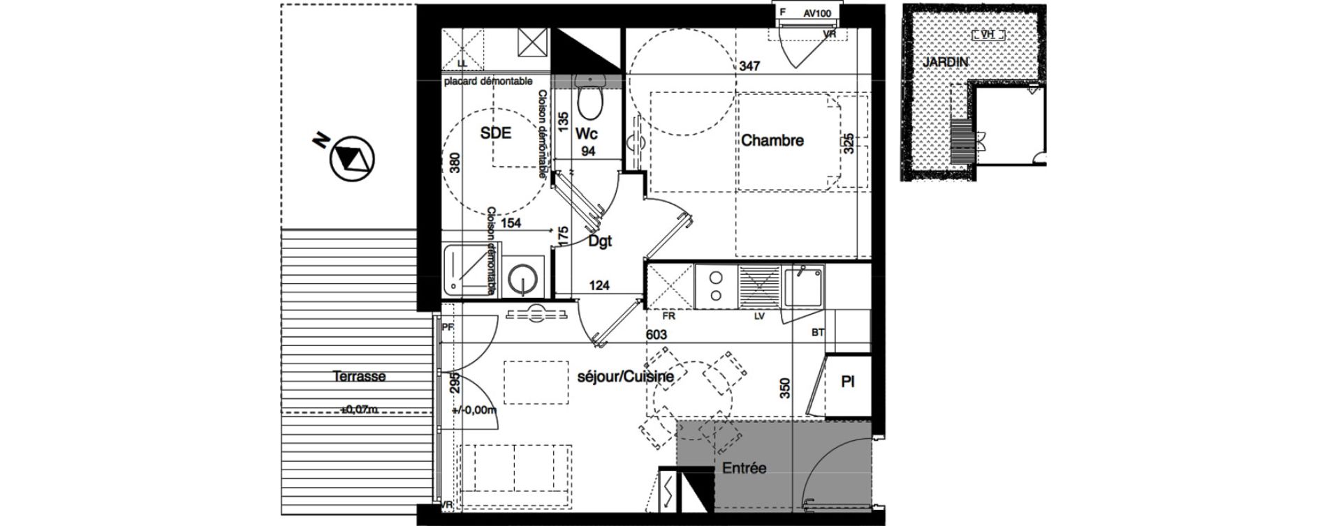 Appartement T2 de 39,30 m2 &agrave; Toulouse La roseraie