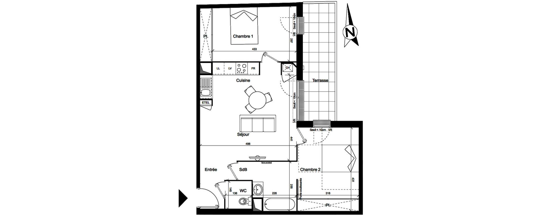 Appartement T3 de 63,90 m2 &agrave; Toulouse Argoulets