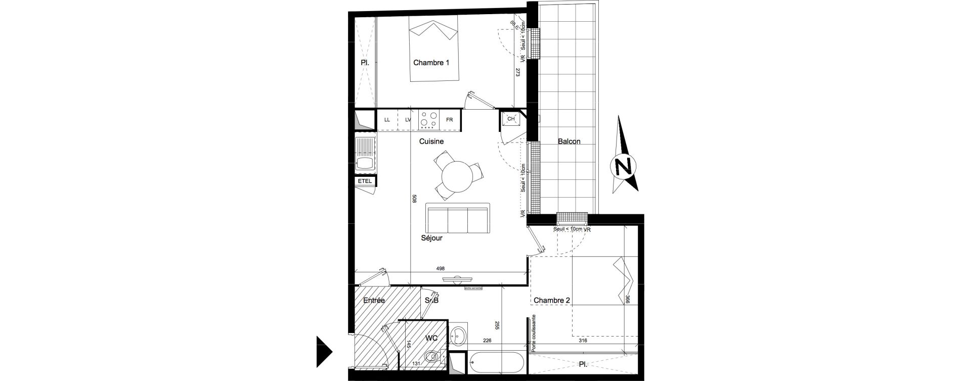 Appartement T3 de 63,05 m2 &agrave; Toulouse Argoulets