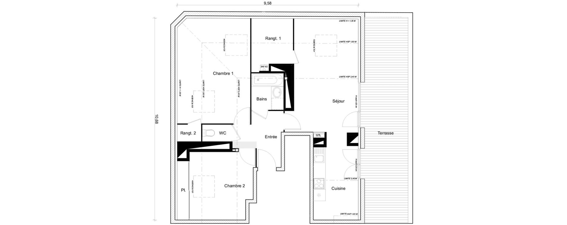 Appartement T3 de 62,25 m2 &agrave; Toulouse Saint-simon