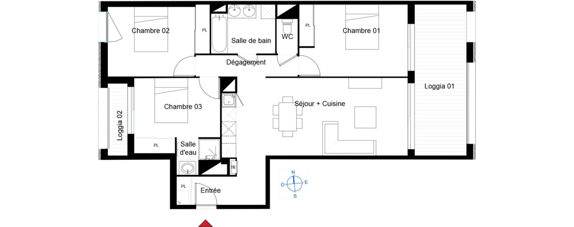 Appartement T4 de 80,53 m2 &agrave; Toulouse Cartoucherie