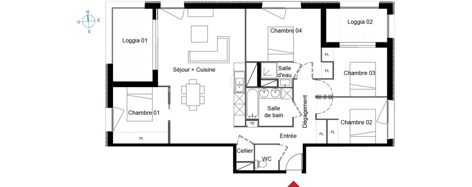Appartement T5 de 95,05 m2 &agrave; Toulouse Cartoucherie
