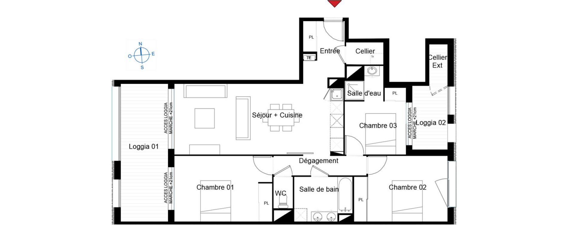 Appartement T4 de 79,55 m2 &agrave; Toulouse Cartoucherie