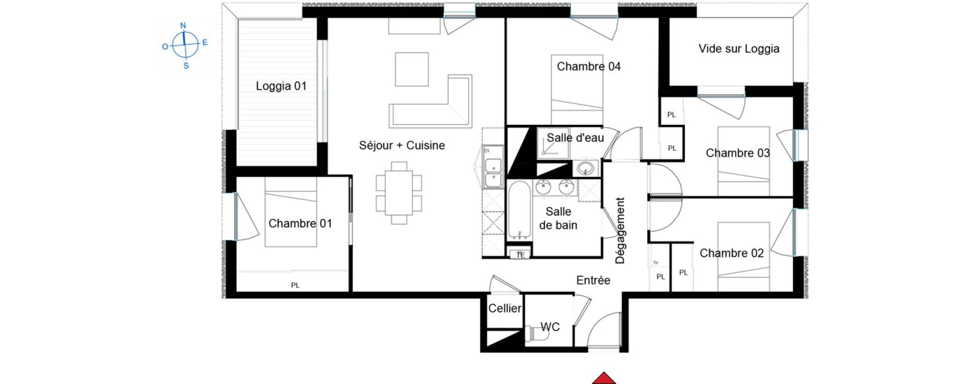 Appartement T5 de 95,05 m2 &agrave; Toulouse Cartoucherie
