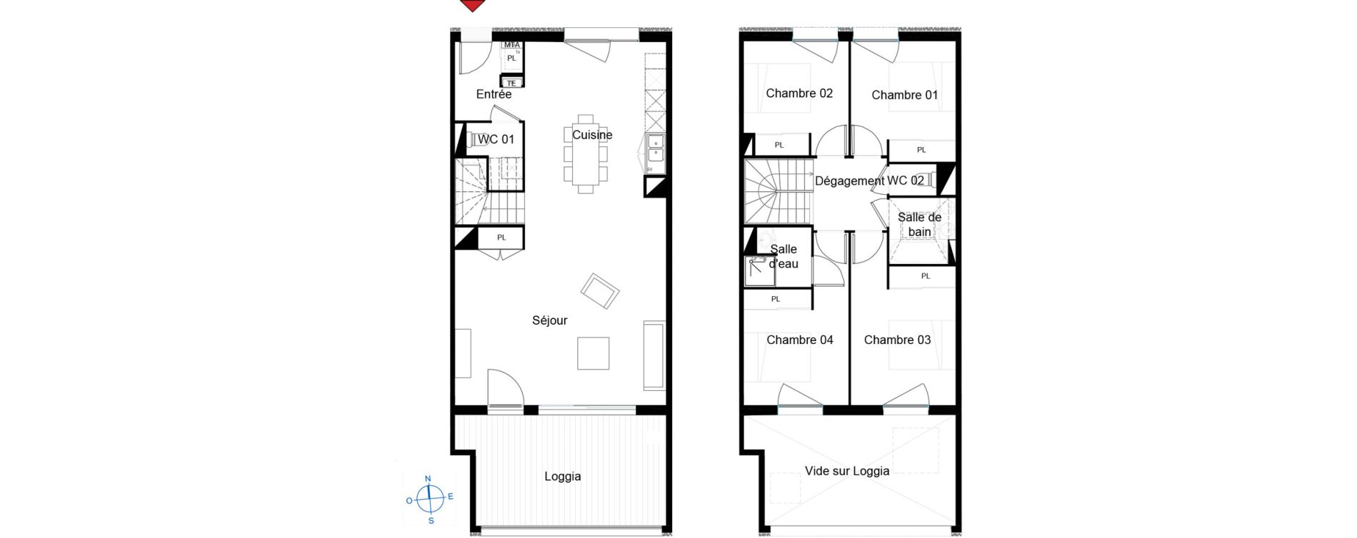 Duplex T5 de 114,32 m2 &agrave; Toulouse Cartoucherie