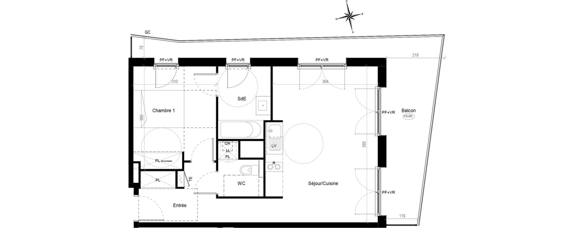 Appartement T2 de 50,70 m2 &agrave; Toulouse Croix de pierre