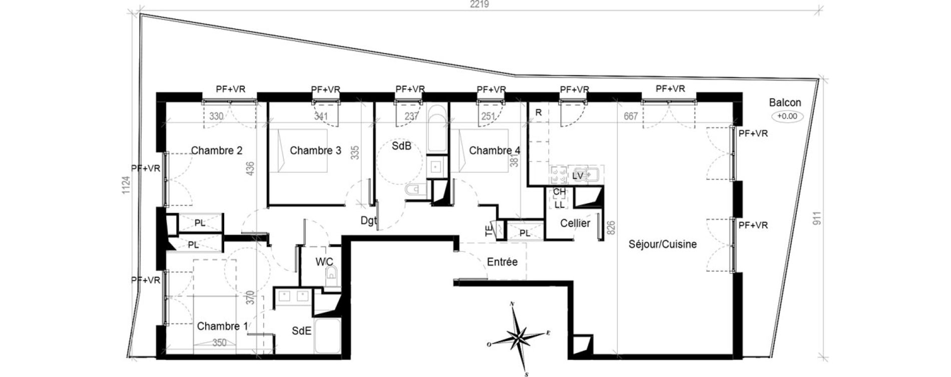 Appartement T5 de 122,70 m2 &agrave; Toulouse Croix de pierre