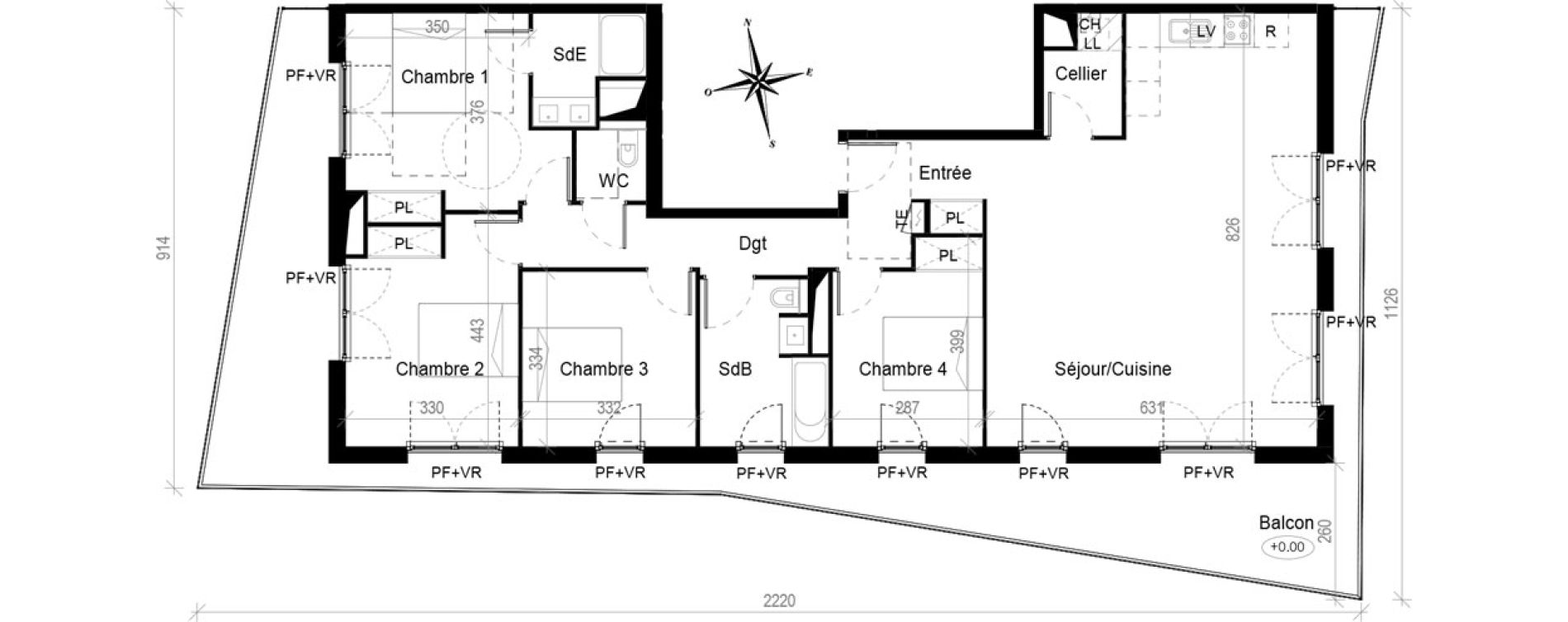 Appartement T5 de 123,40 m2 &agrave; Toulouse Croix de pierre