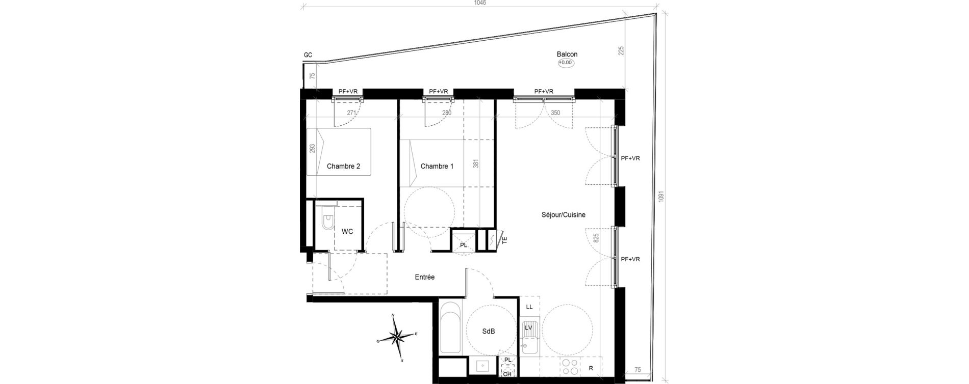 Appartement T3 de 62,70 m2 &agrave; Toulouse Croix de pierre