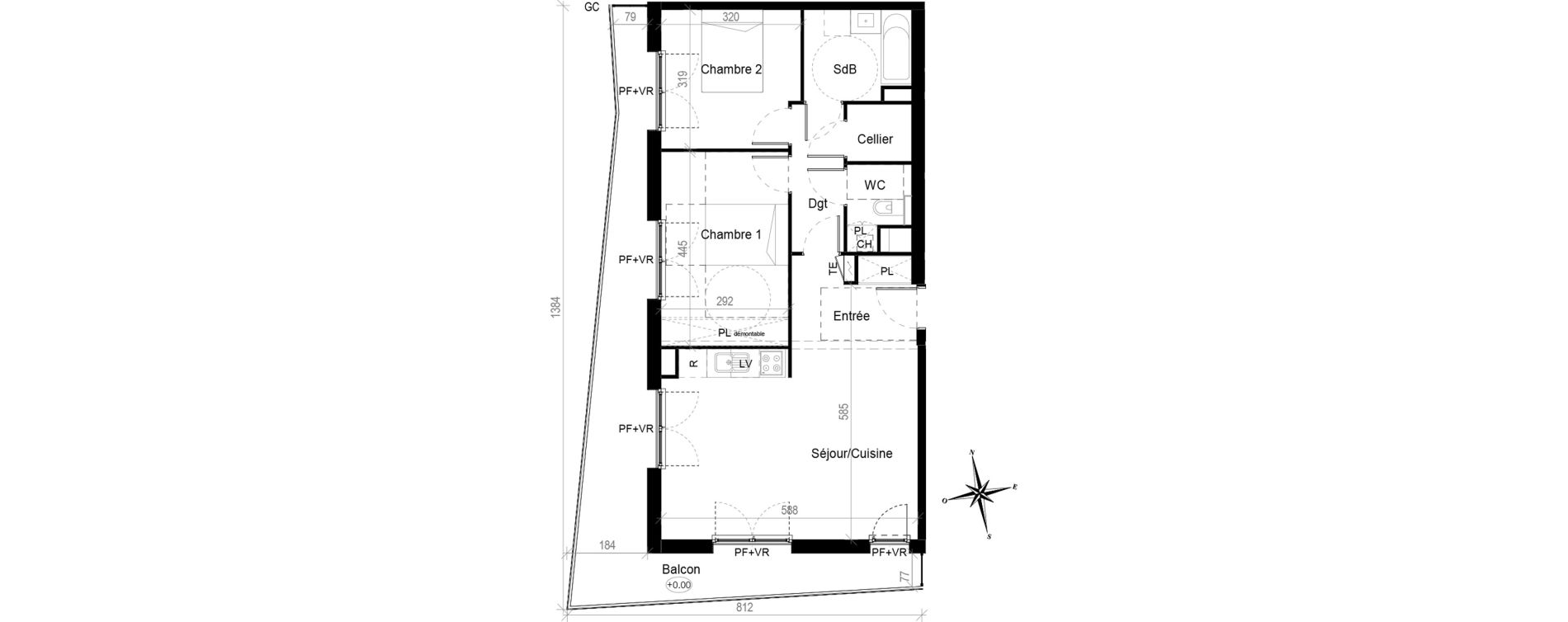 Appartement T3 de 67,50 m2 &agrave; Toulouse Croix de pierre