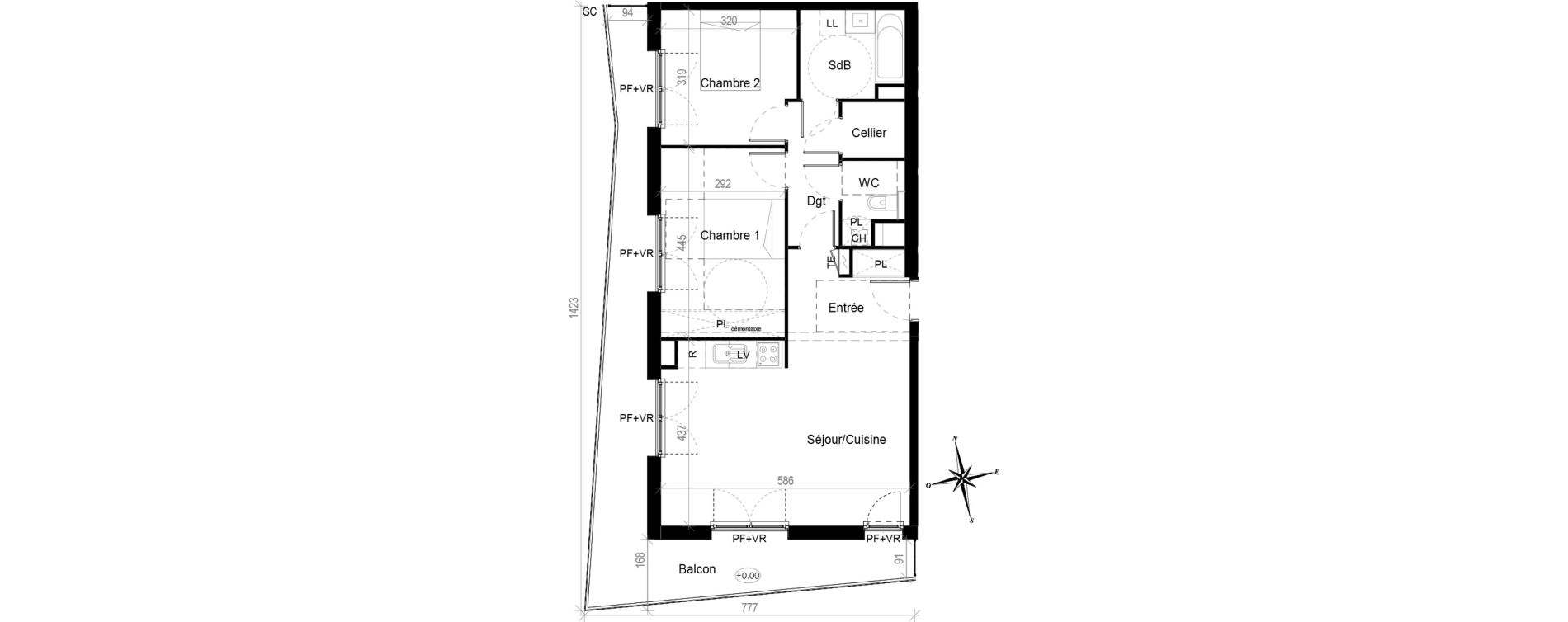 Appartement T3 de 67,40 m2 &agrave; Toulouse Croix de pierre