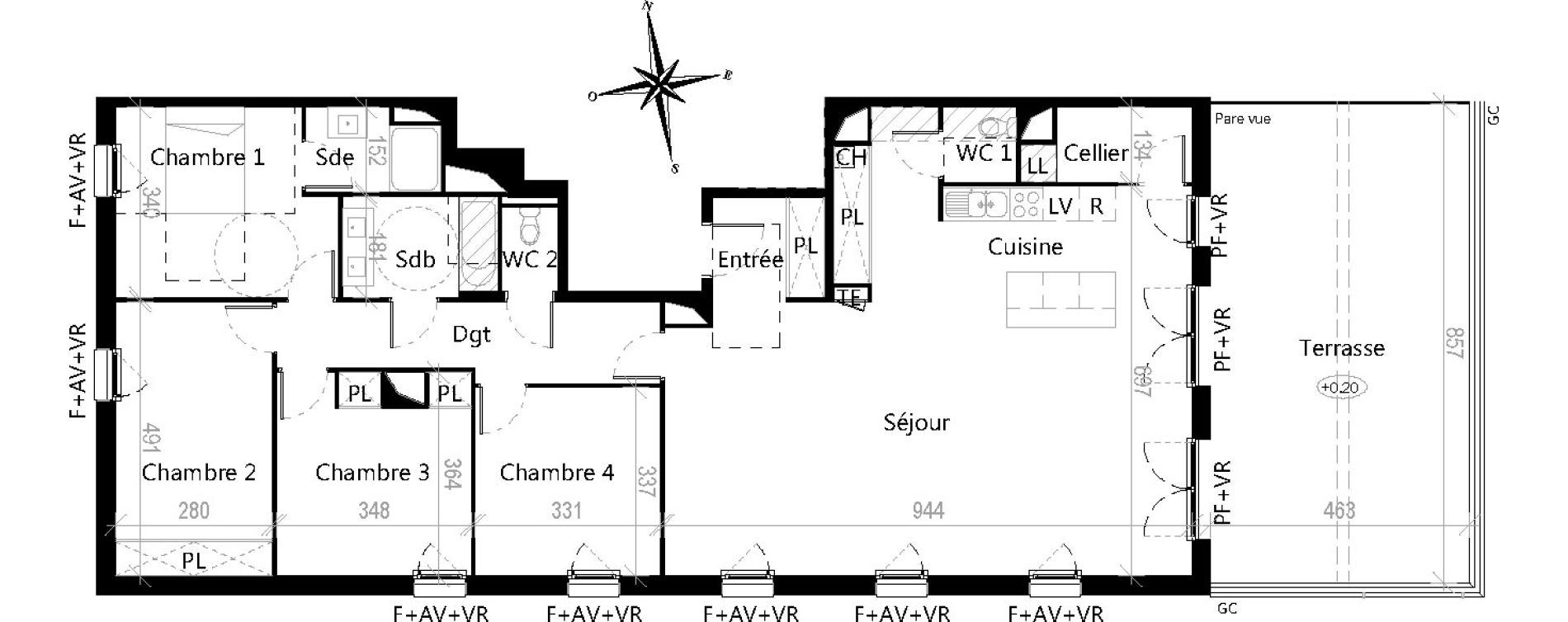 Appartement T5 de 138,90 m2 &agrave; Toulouse Croix de pierre