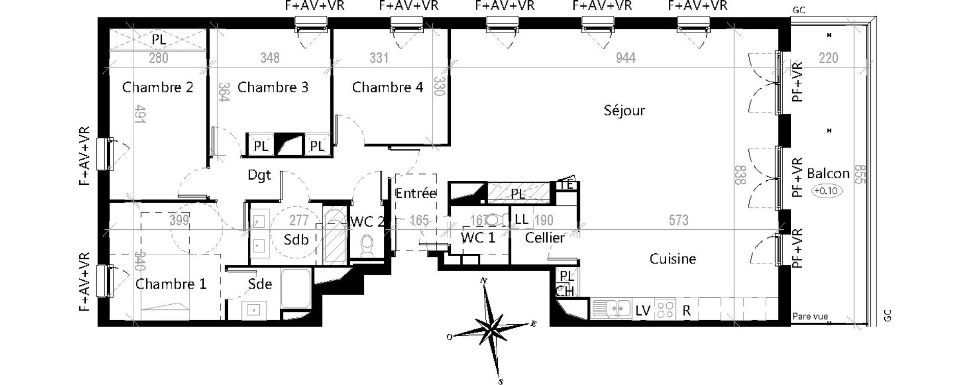 Appartement T5 de 142,80 m2 &agrave; Toulouse Croix de pierre