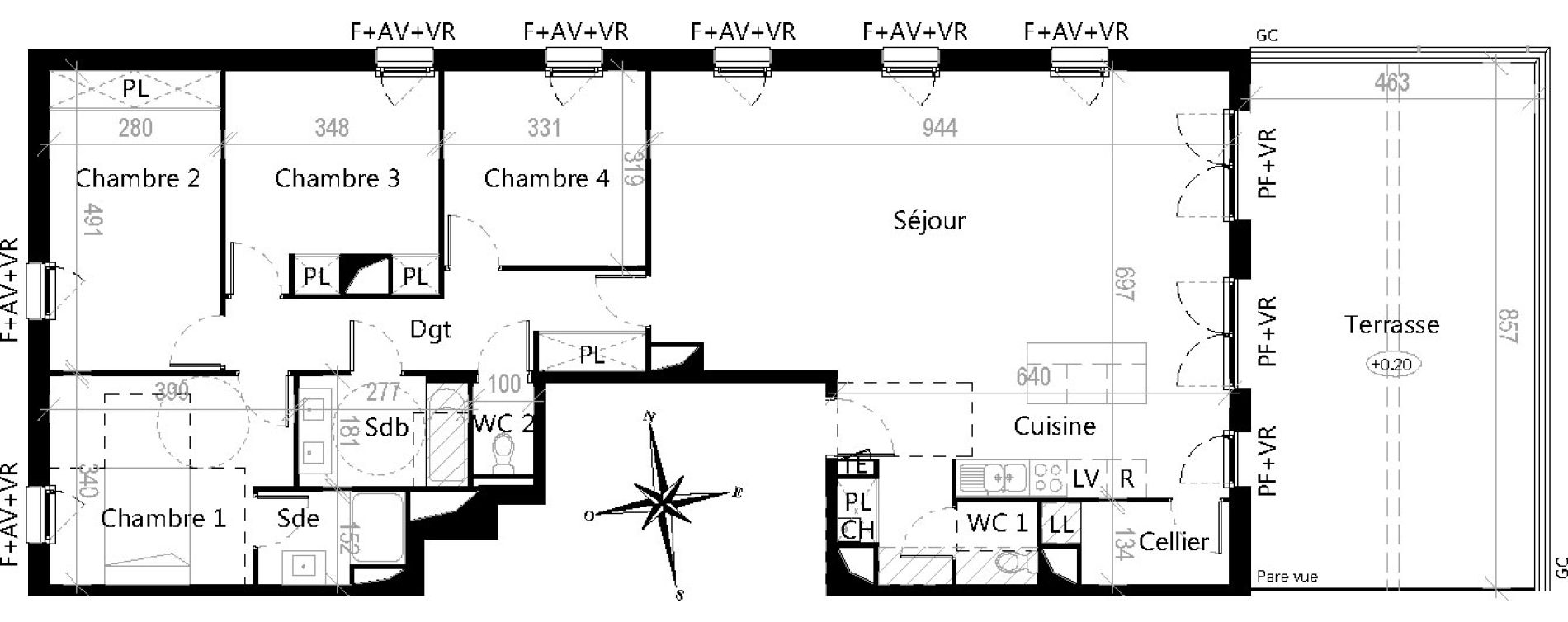 Appartement T5 de 135,30 m2 &agrave; Toulouse Croix de pierre