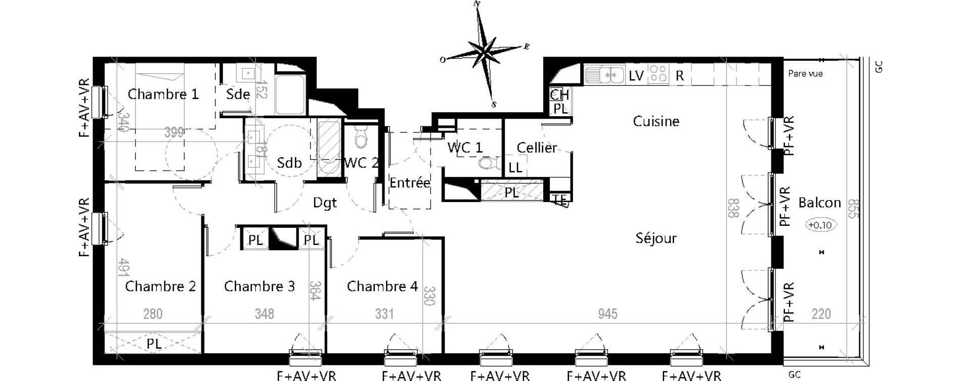 Appartement T5 de 142,90 m2 &agrave; Toulouse Croix de pierre