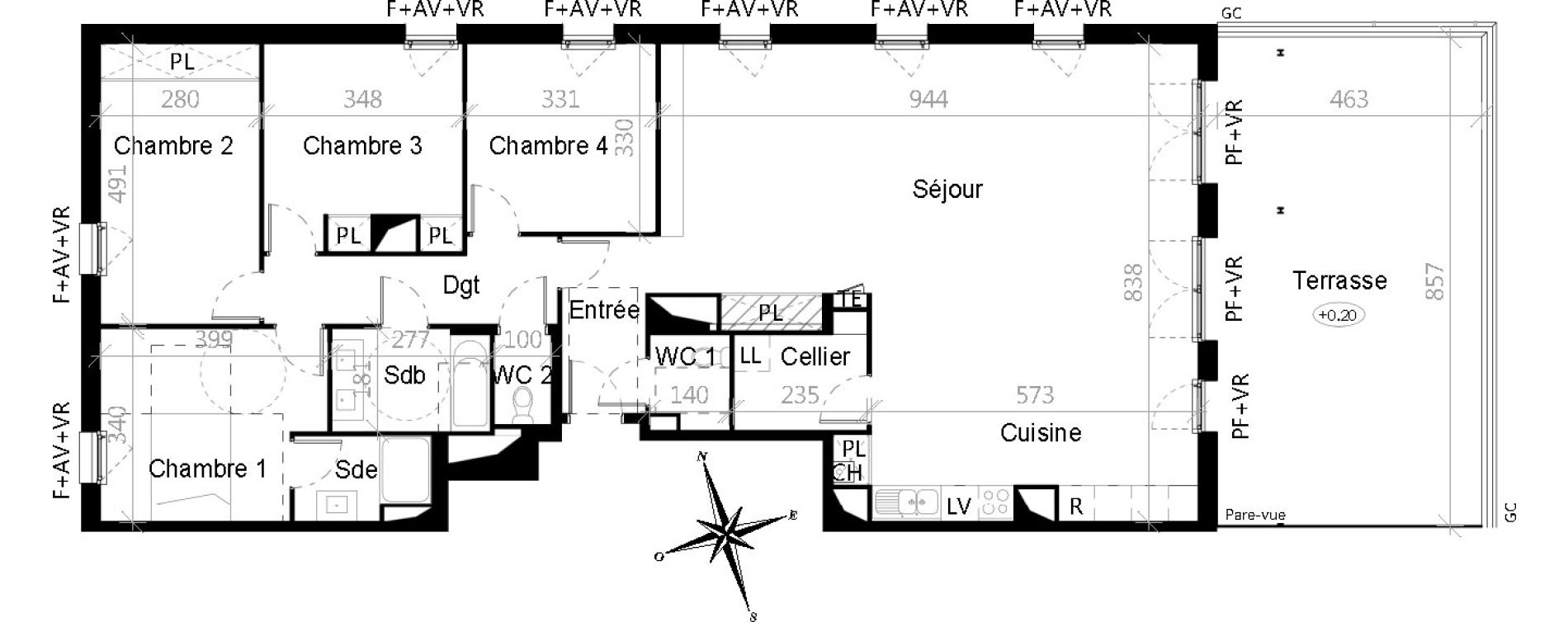 Appartement T5 de 142,80 m2 &agrave; Toulouse Croix de pierre