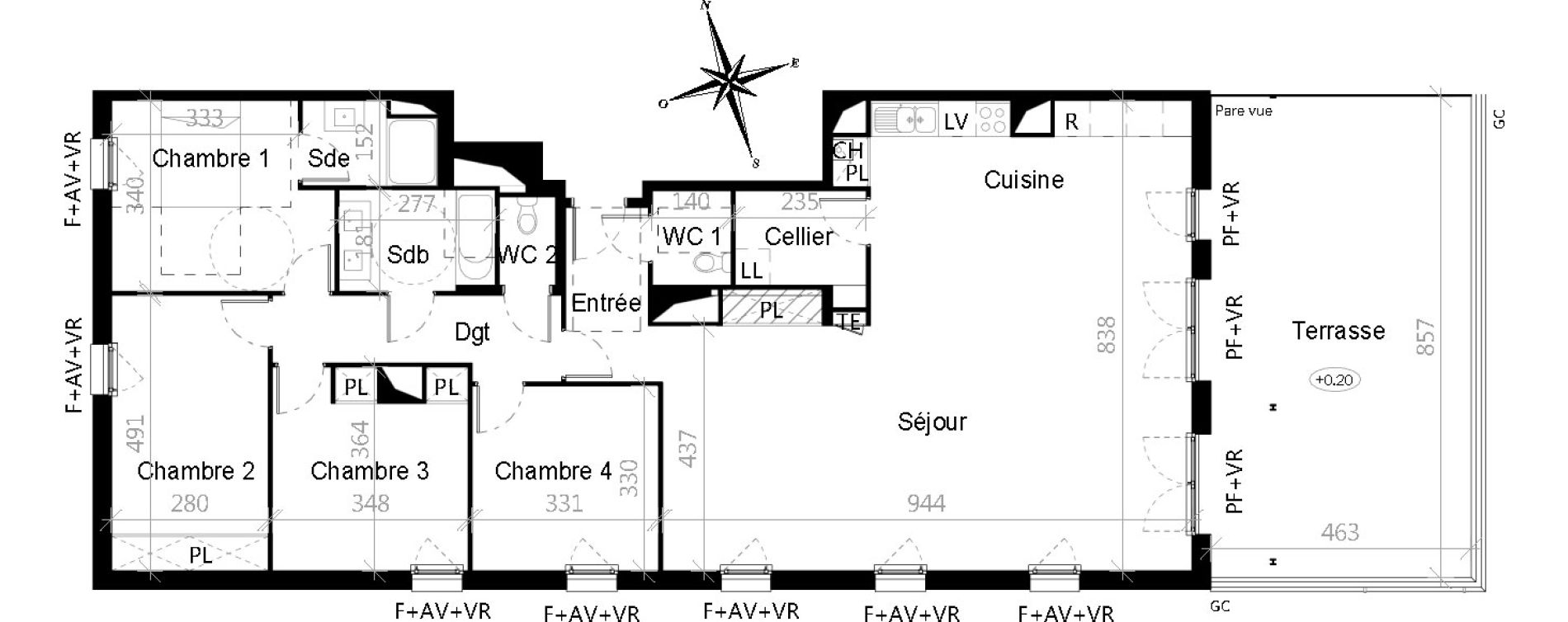 Appartement T5 de 143,00 m2 &agrave; Toulouse Croix de pierre