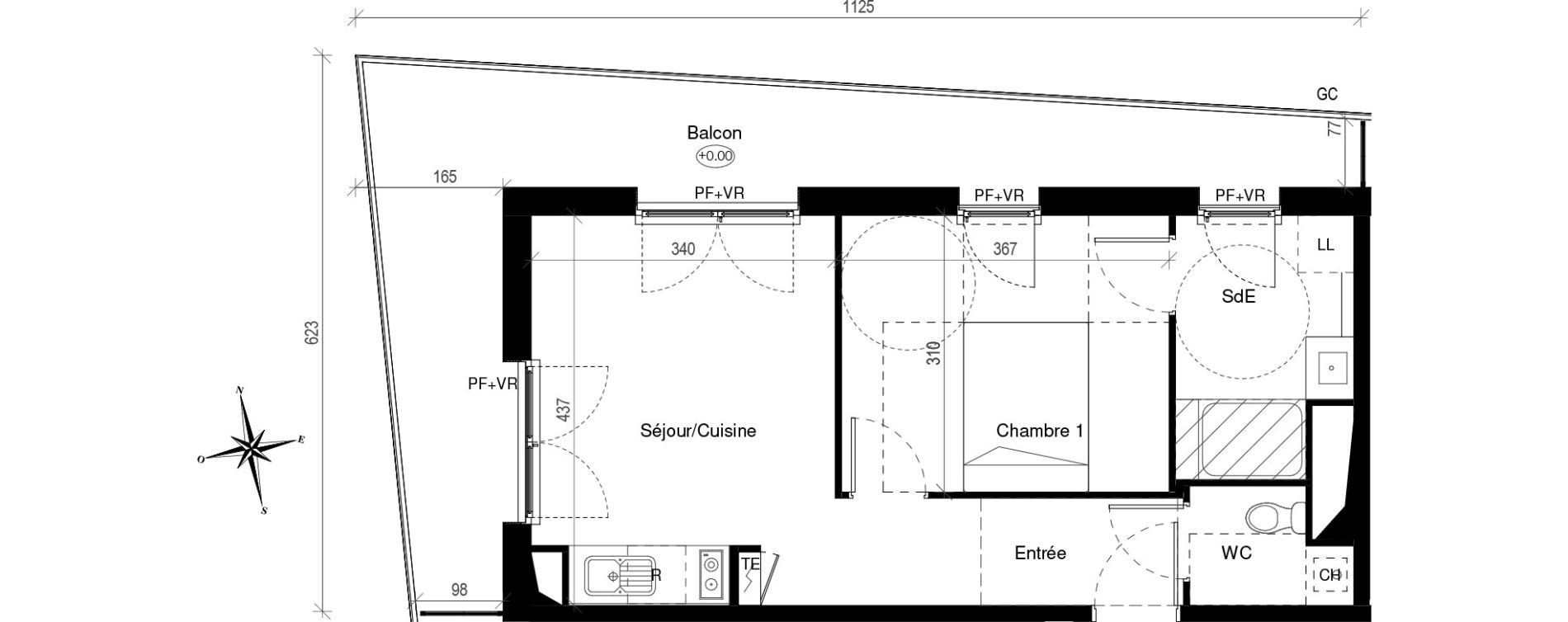 Appartement T2 de 38,10 m2 &agrave; Toulouse Croix de pierre