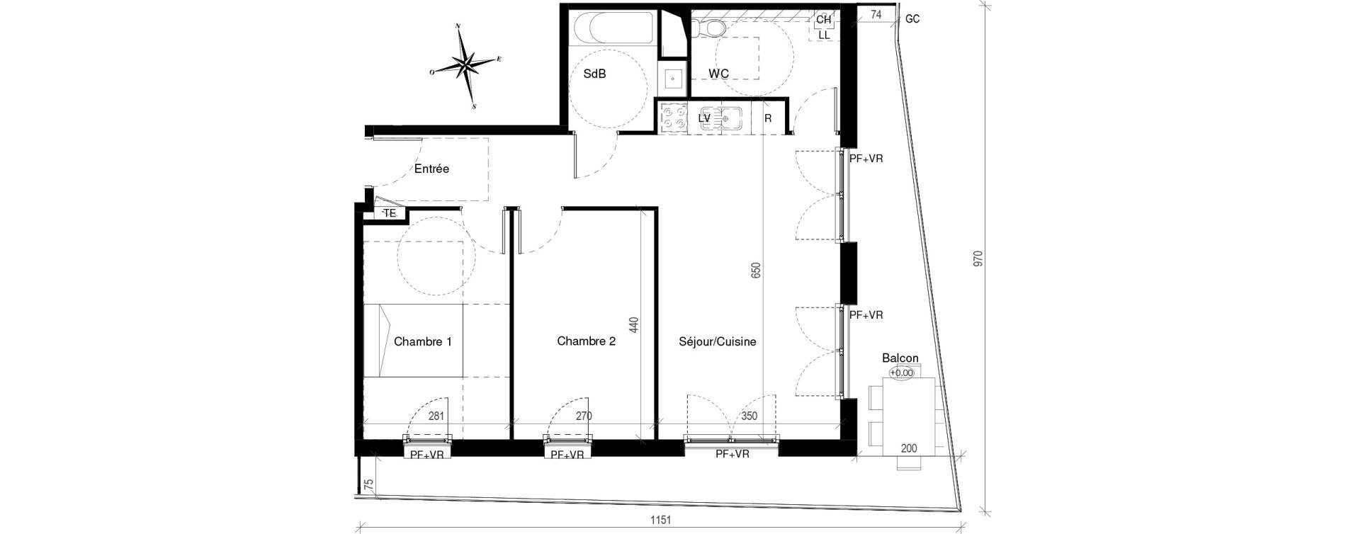 Appartement T3 de 63,50 m2 &agrave; Toulouse Croix de pierre
