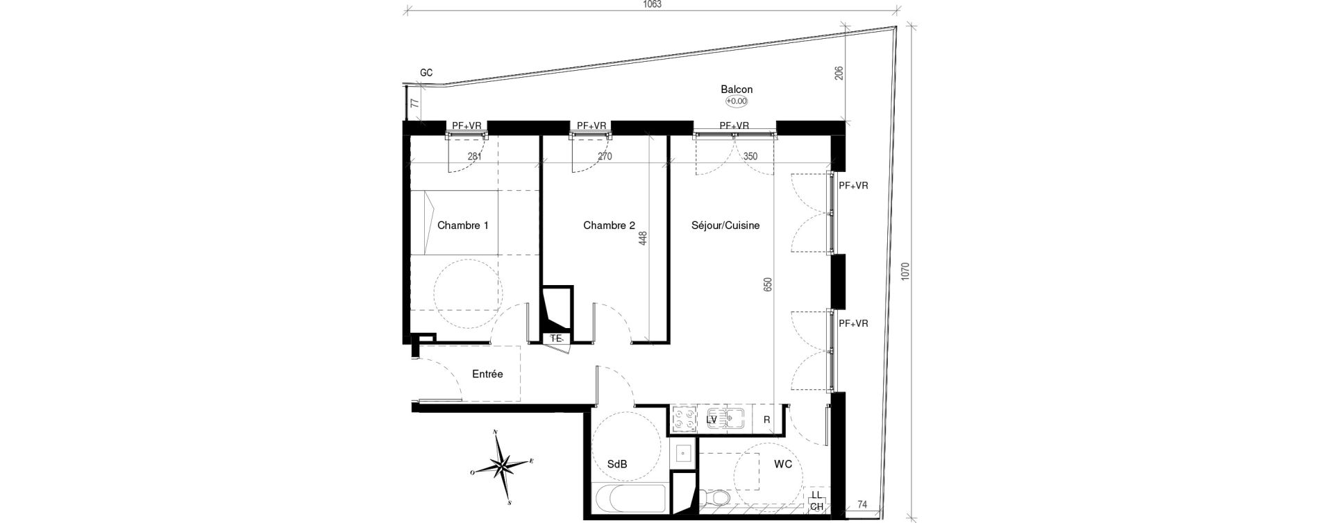 Appartement T3 de 62,70 m2 &agrave; Toulouse Croix de pierre