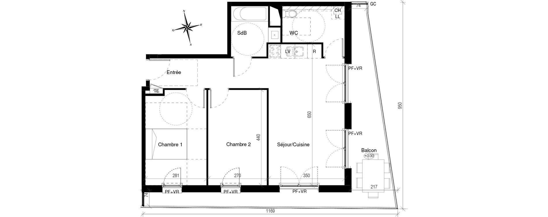 Appartement T3 de 63,50 m2 &agrave; Toulouse Croix de pierre