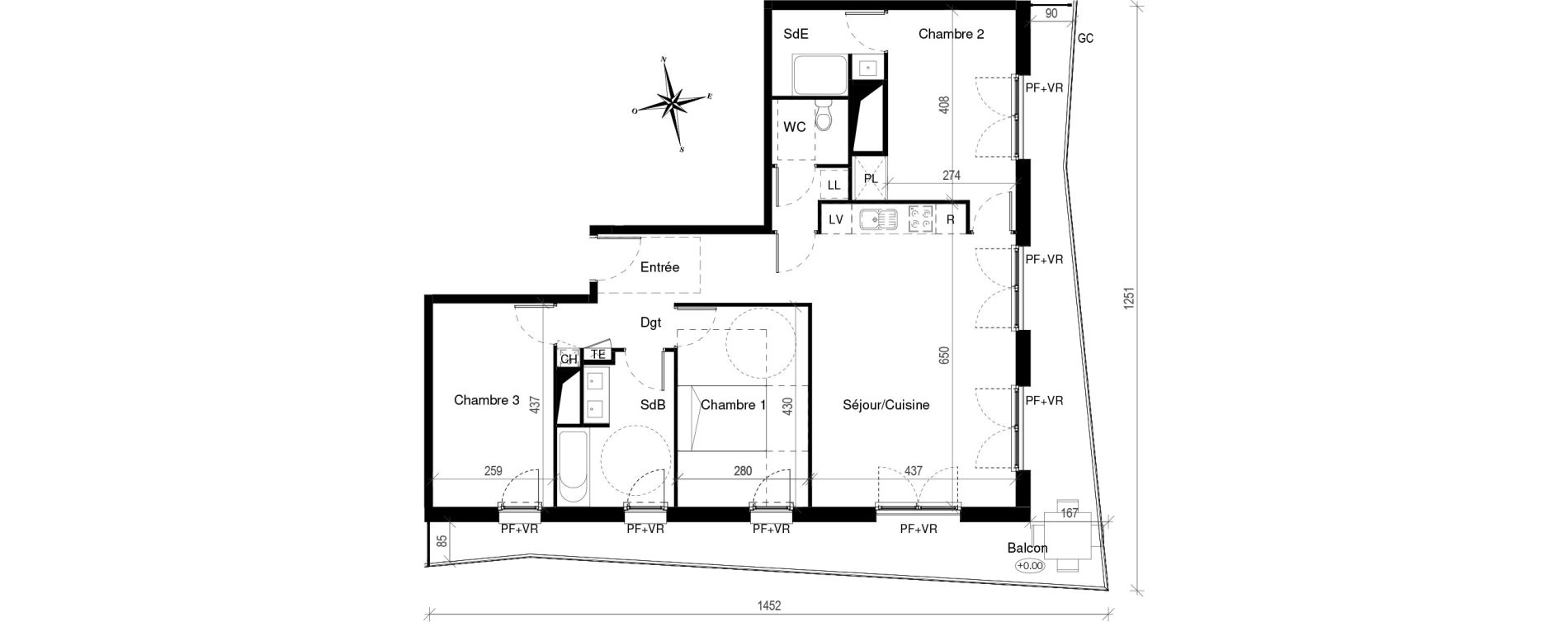 Appartement T4 de 88,50 m2 &agrave; Toulouse Croix de pierre