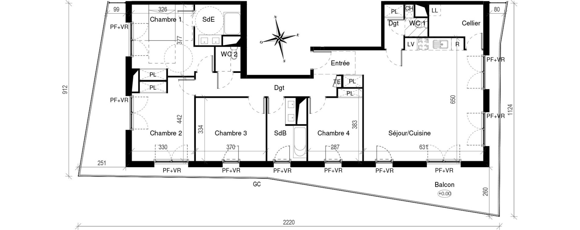 Appartement T5 de 123,50 m2 &agrave; Toulouse Croix de pierre