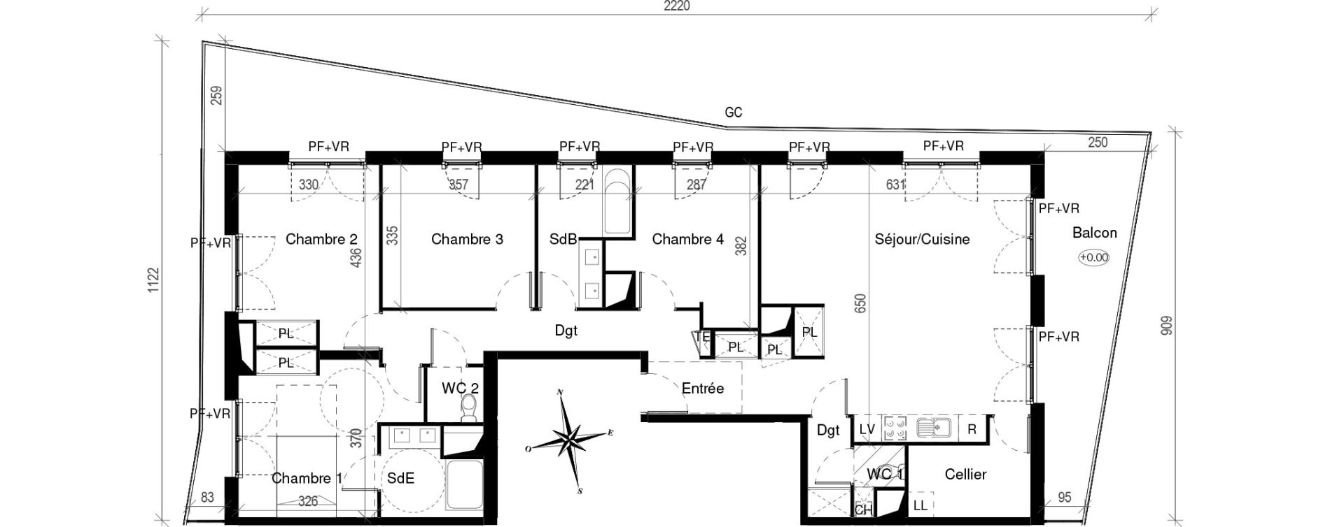 Appartement T5 de 122,10 m2 &agrave; Toulouse Croix de pierre