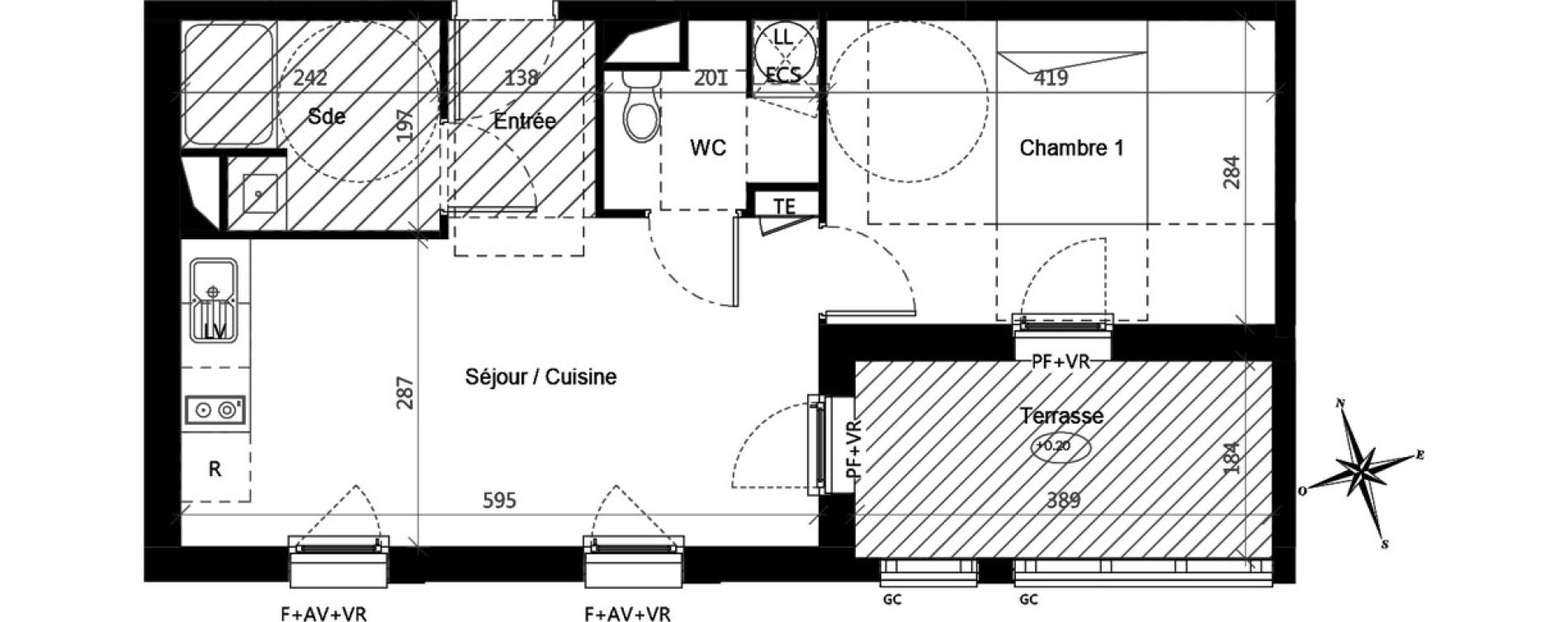 Appartement T2 de 39,70 m2 &agrave; Toulouse Croix de pierre