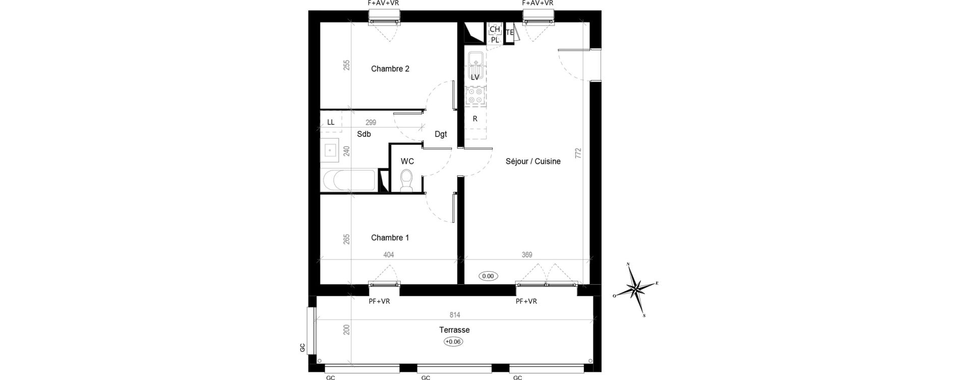 Appartement T3 de 58,20 m2 &agrave; Toulouse Croix de pierre
