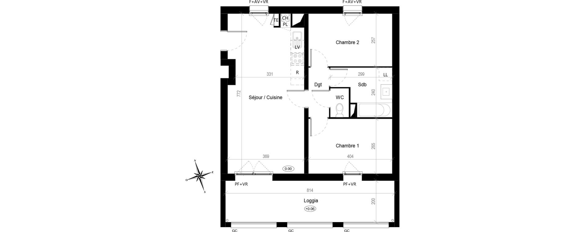 Appartement T3 de 57,70 m2 &agrave; Toulouse Croix de pierre