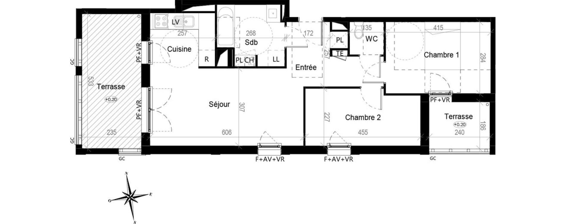 Appartement T3 de 60,70 m2 &agrave; Toulouse Croix de pierre