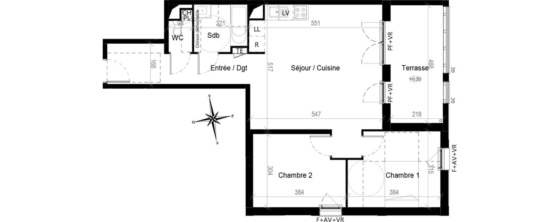 Appartement T3 de 65,90 m2 &agrave; Toulouse Croix de pierre