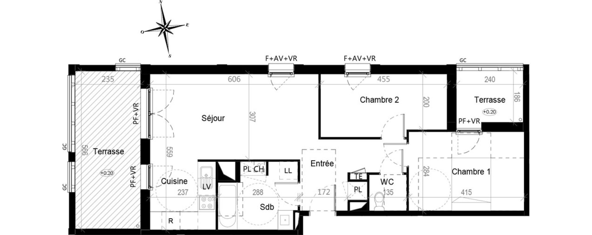 Appartement T3 de 61,40 m2 &agrave; Toulouse Croix de pierre