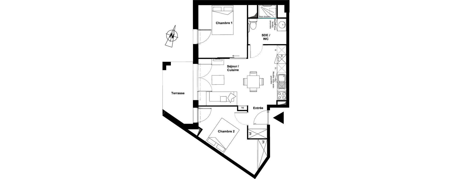 Appartement T3 meubl&eacute; de 51,00 m2 &agrave; Toulouse Croix daurade