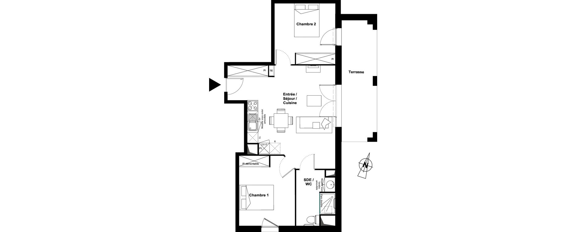 Appartement T3 meubl&eacute; de 58,52 m2 &agrave; Toulouse Croix daurade