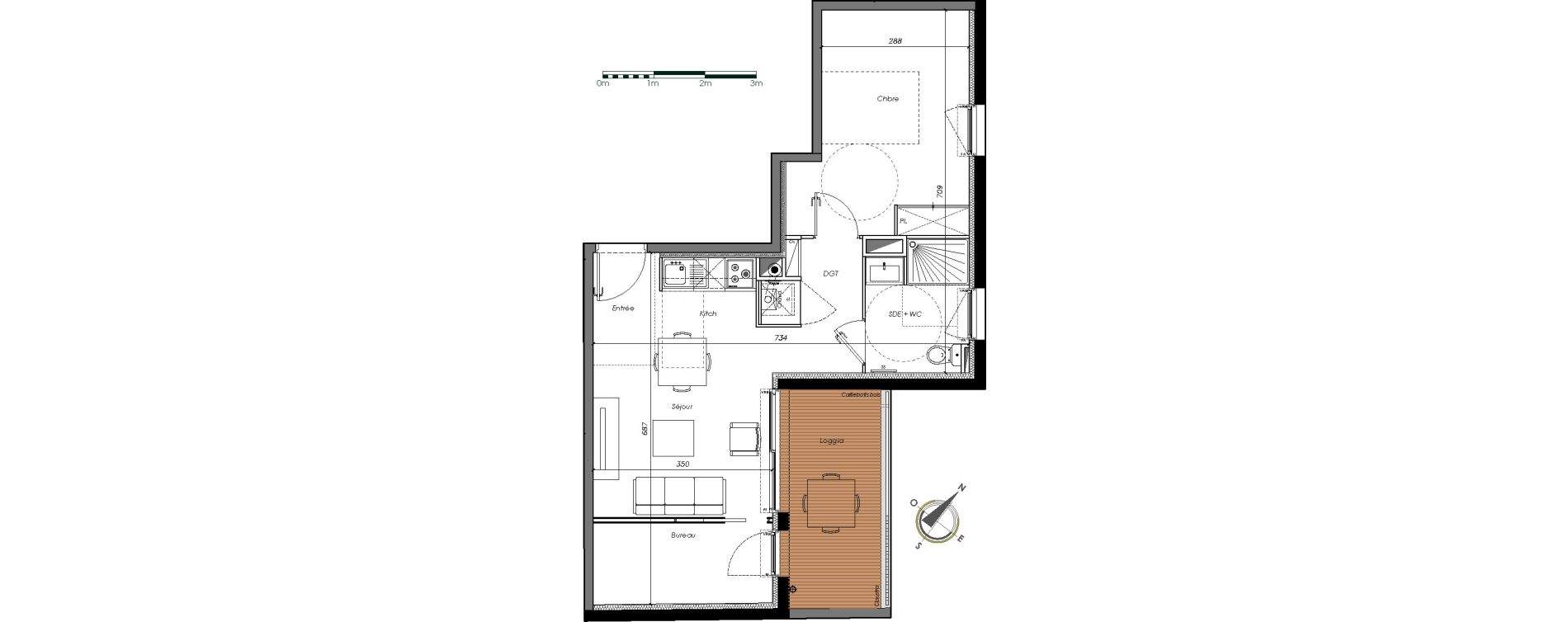 Appartement T2 bis de 45,67 m2 &agrave; Toulouse Pech david