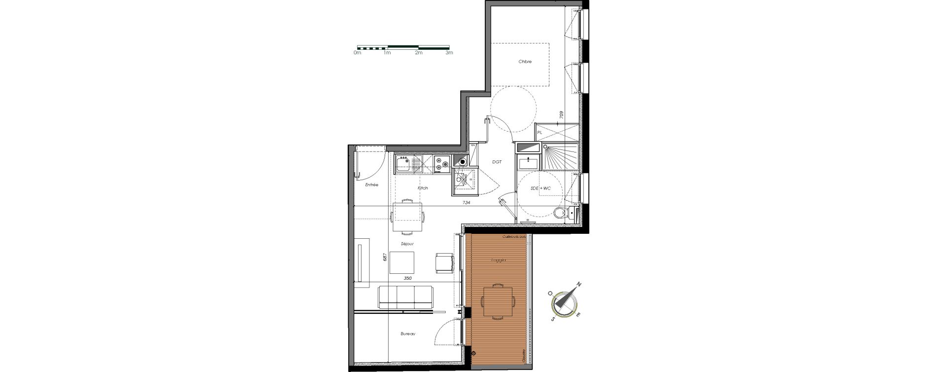 Appartement T2 bis de 45,67 m2 &agrave; Toulouse Pech david