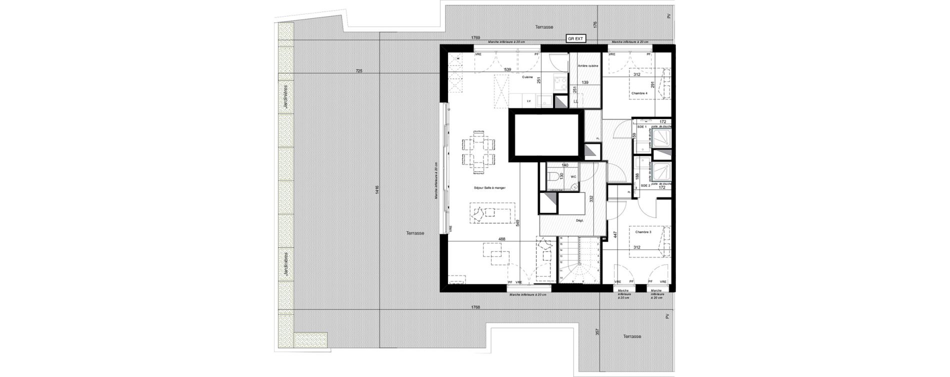 Duplex T5 de 132,13 m2 &agrave; Toulouse Cote pavee