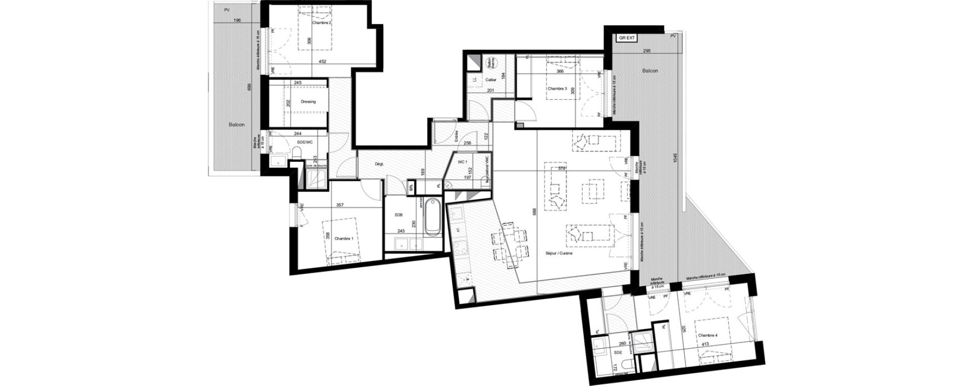Appartement T5 de 139,81 m2 &agrave; Toulouse Cote pavee