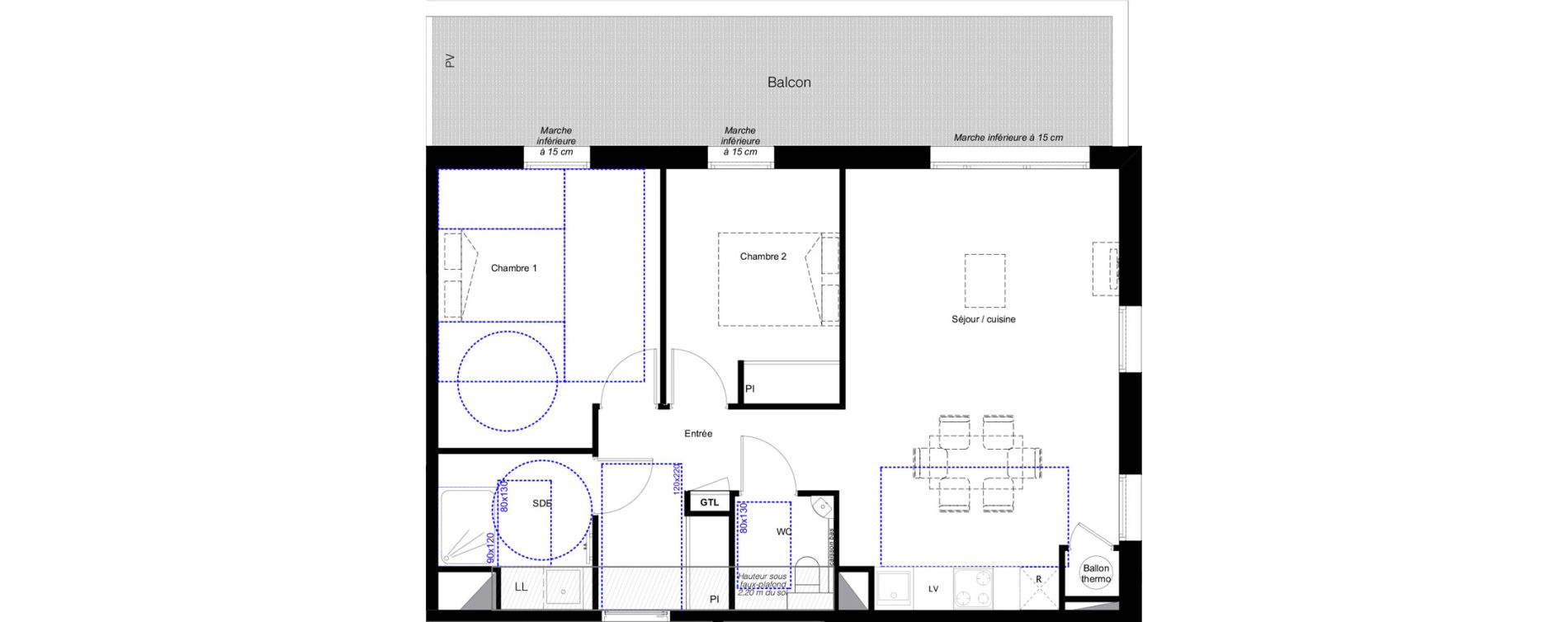 Appartement T3 de 65,09 m2 &agrave; Toulouse Cote pavee