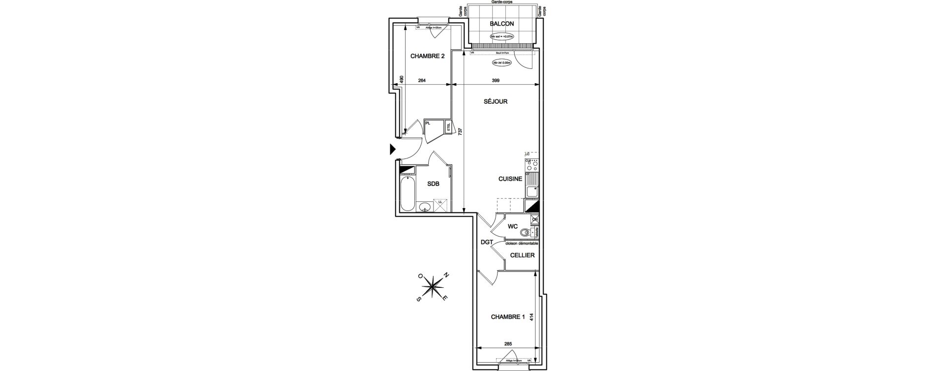 Appartement T3 de 68,04 m2 &agrave; Toulouse Ch&acirc;teau de l hers