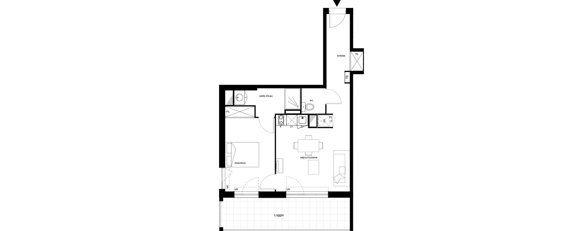 Appartement T2 de 44,99 m2 &agrave; Toulouse Les izards
