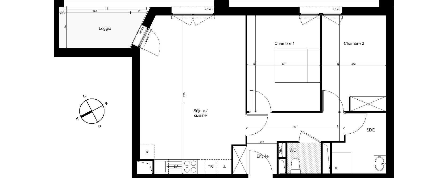 Appartement T3 de 65,27 m2 &agrave; Toulouse Cartoucherie