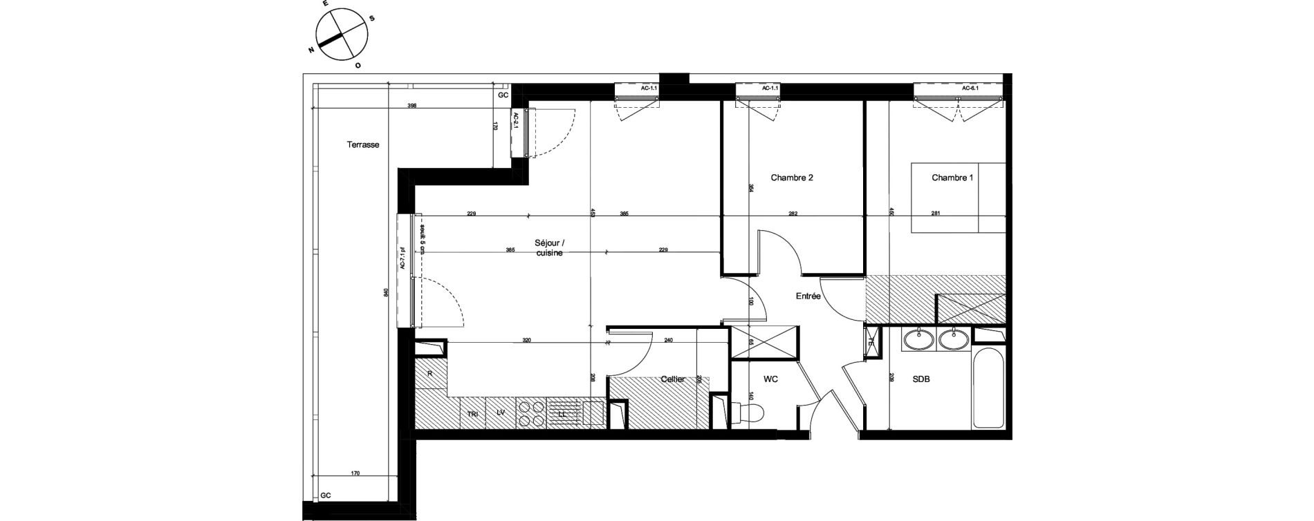 Appartement T3 de 72,09 m2 &agrave; Toulouse Cartoucherie
