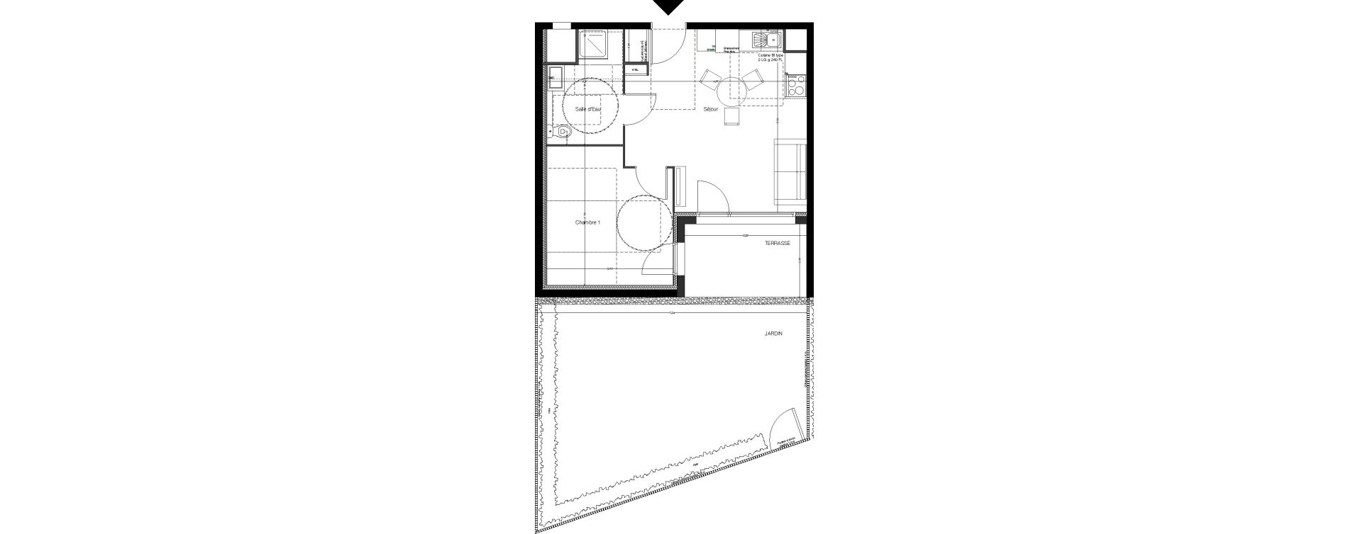 Appartement T2 de 40,39 m2 &agrave; Toulouse Malep&egrave;re