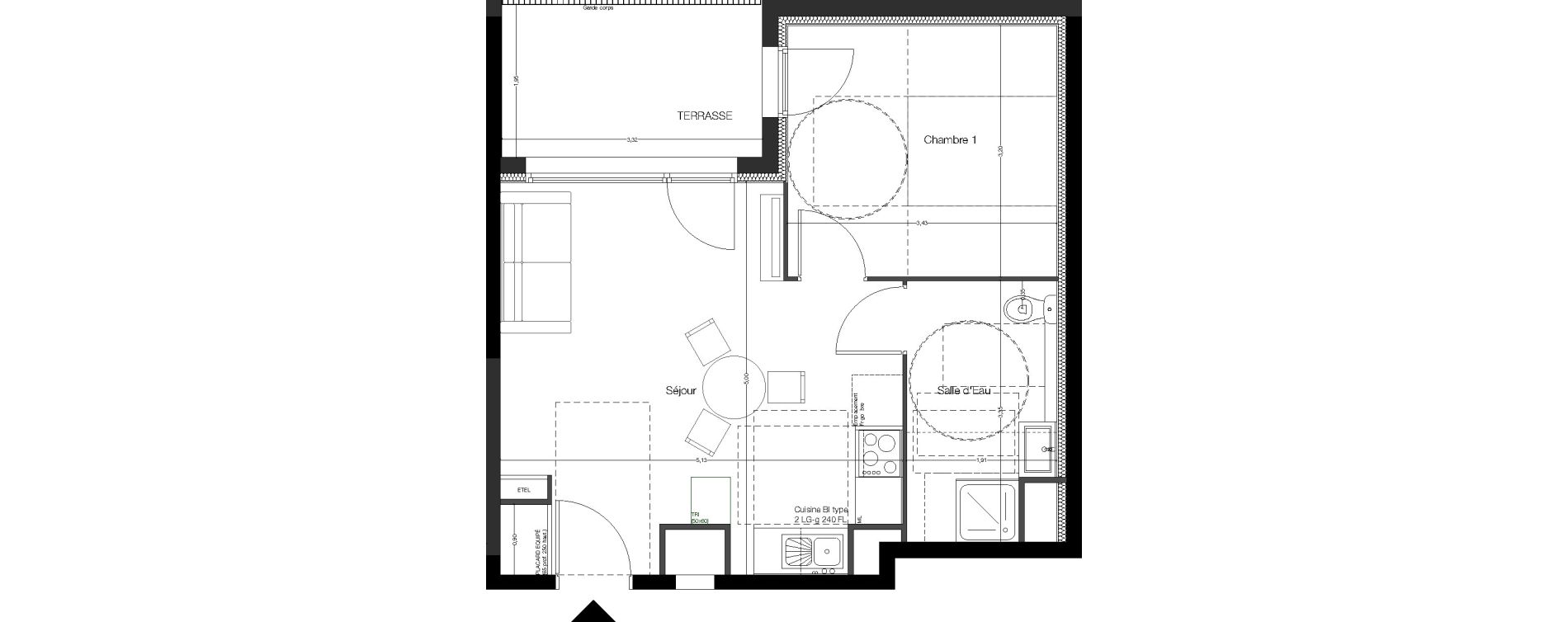 Appartement T2 de 39,42 m2 &agrave; Toulouse Malep&egrave;re