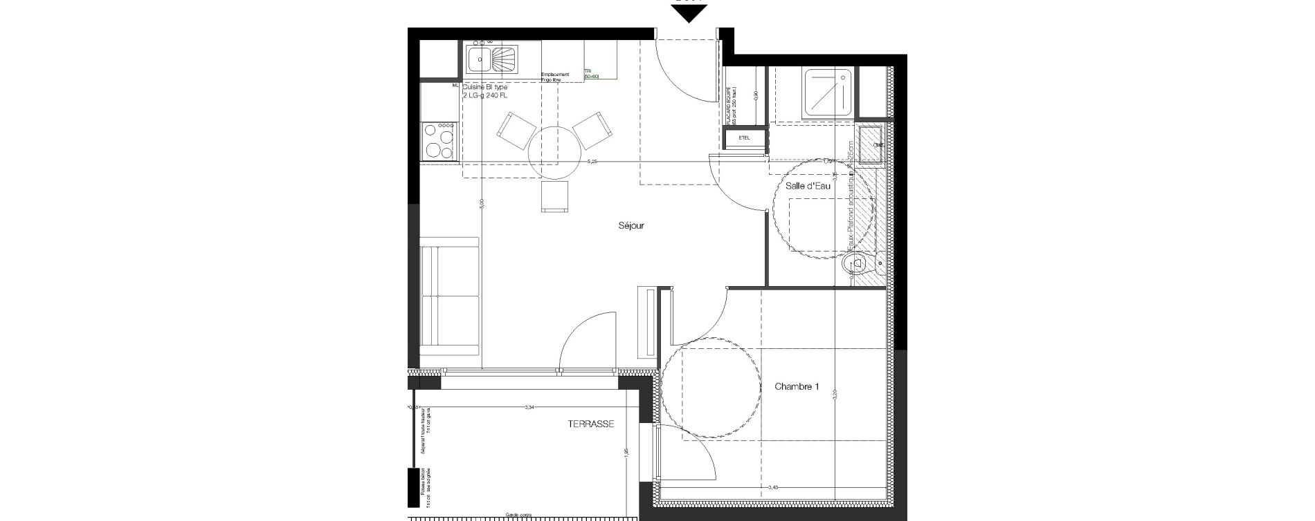 Appartement T2 de 39,90 m2 &agrave; Toulouse Malep&egrave;re