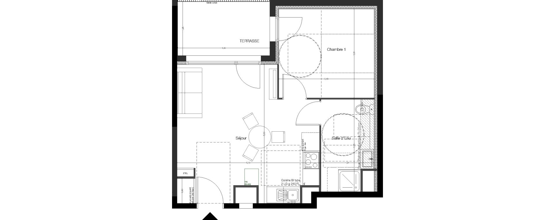 Appartement T2 de 39,42 m2 &agrave; Toulouse Malep&egrave;re