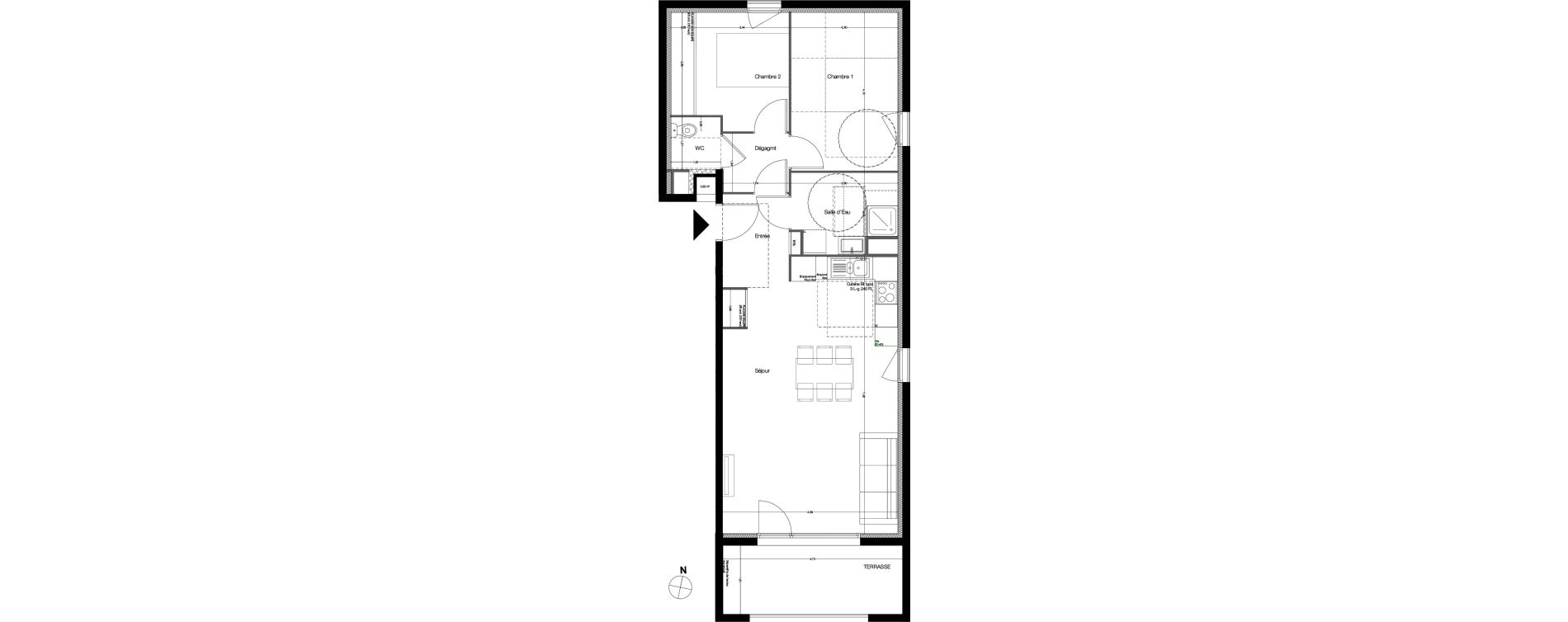 Appartement T3 de 66,70 m2 &agrave; Toulouse Malep&egrave;re